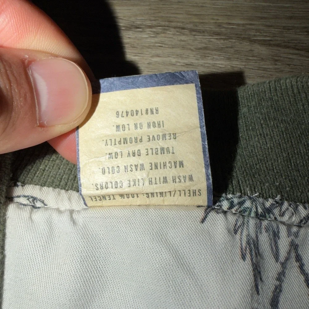 Faherty Reversible Bomber Jacket Olive Palm Print Women's s Medium‎